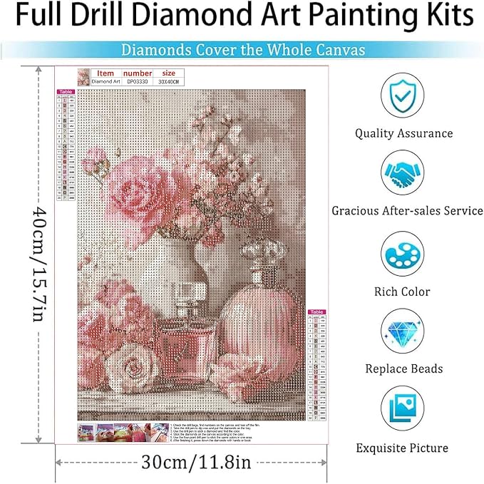 Diamond Art Kits for Adults,Perfume Flowers Diamond Painting Kits 12x16in