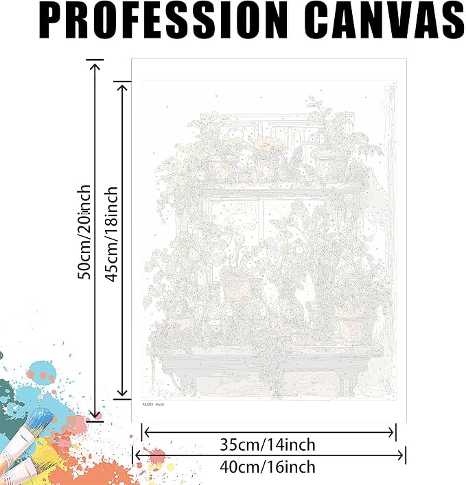 Yunruily Plant Paint by Number Adult-Bonsai Canvas Paint by Numbers for Adults,Green Plant Oil Painting by Numbers for Adults for Gifts and Home Wall Decor 16x20inch(with Gifts Box)