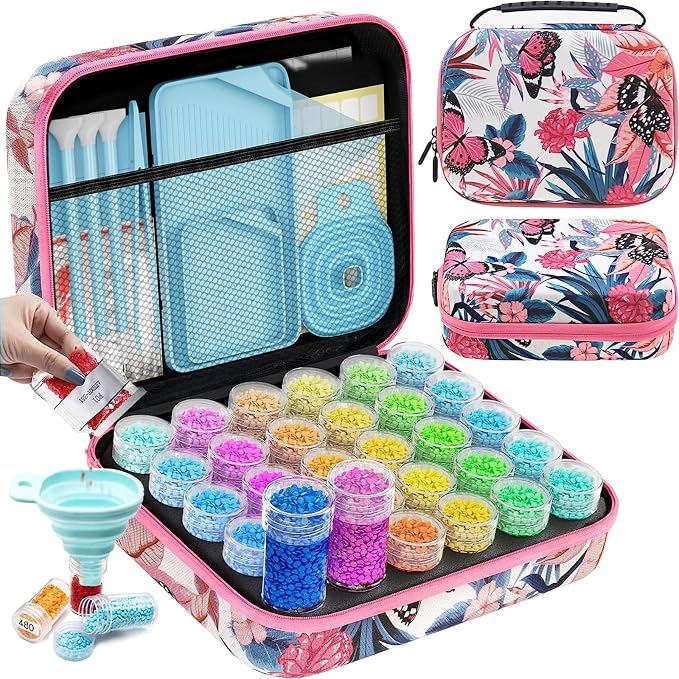 ARTDOT 30 Slots Storage Container for Diamond Art Kits for Adults, Portable Bead Storage Boxes for Diamond Painting Accessories and Tools