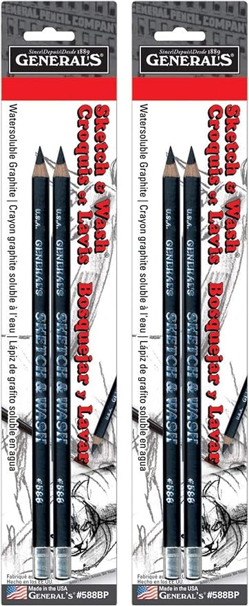 General's 2-Pack - Sketch & Wash Pencils 2/pkg, 4 Count