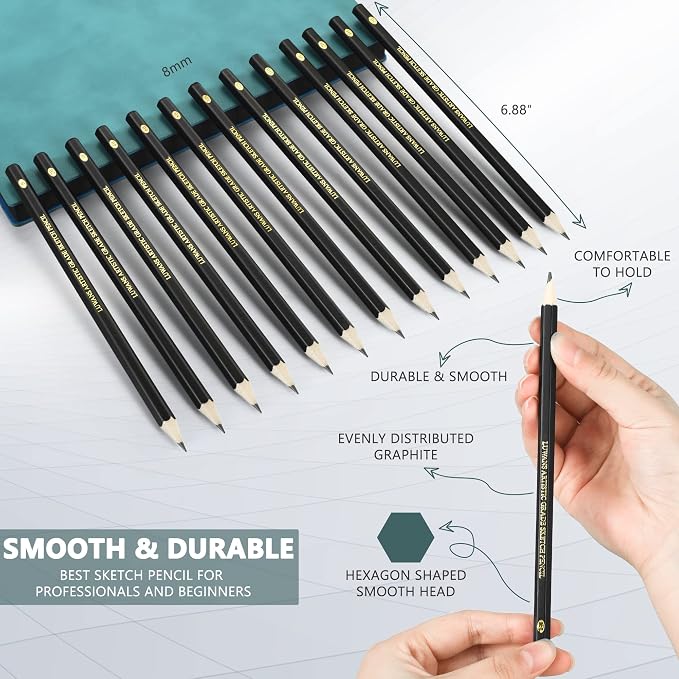 Luwans Drawing Pencils Set of 14 (B - 12B) Sketch Pencils for Drawing - Art Pencils for Shading, Sketching & Doodling | Professional Graphite Pencil for Artists & Beginners