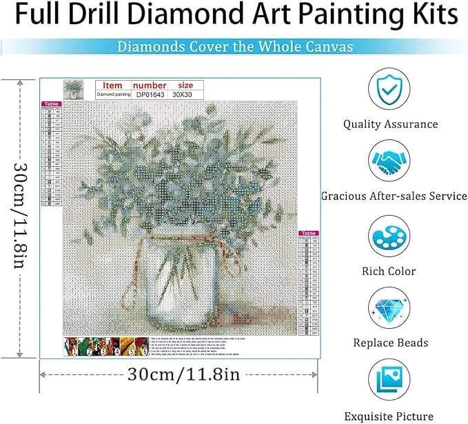Diamond Art Kits for Adults,Vintage Flower Diamond Painting Kits 12x12in