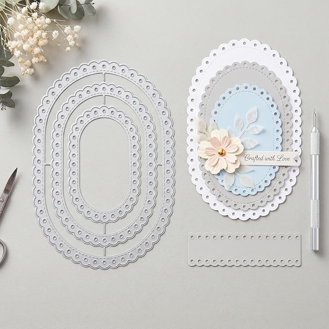 Oval Metal Die Cuts, Practical Die Cuts for Card Making 5.24x3.8In | Carbon Steel Cutting Die Stamps and Dies for Card Making DIY Crafts Scrapbooking