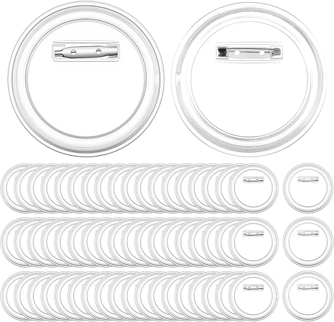 60 Pcs Clear Button Pins for DIY Crafts, 3 Inch Button Maker Supplies Bulk Acrylic Pin Maker Kit for Photo Badge Making, Blank Buttons for Custom Projects