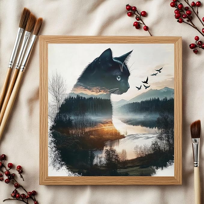 CRZMODE Cat Paint by Numbers Kit for Adults, Cat Paint by Numbers for Adults, Acrylic Painting Crafts for Home Decor Gift (16x16inch)