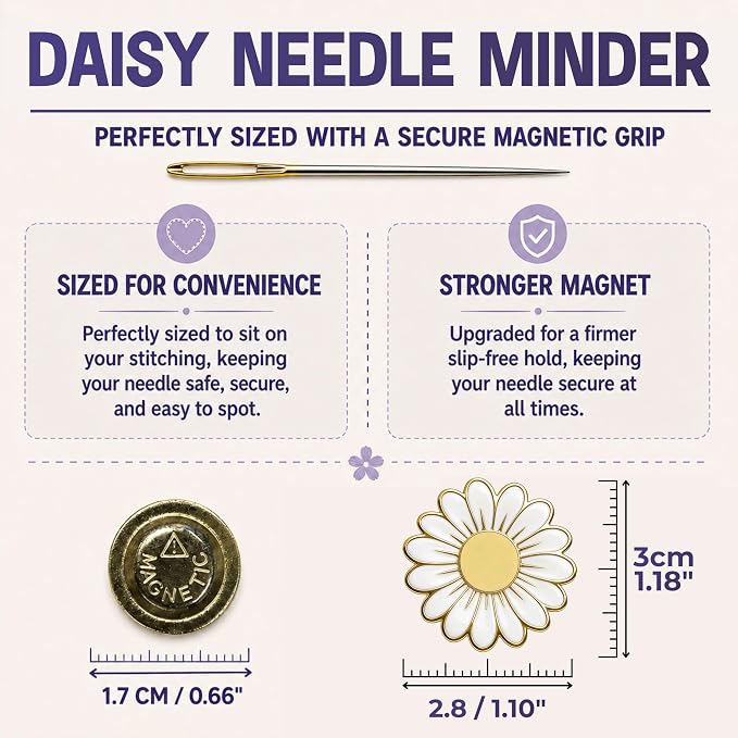 The Quilted Bear Magnetic Needle Minder, Daisy