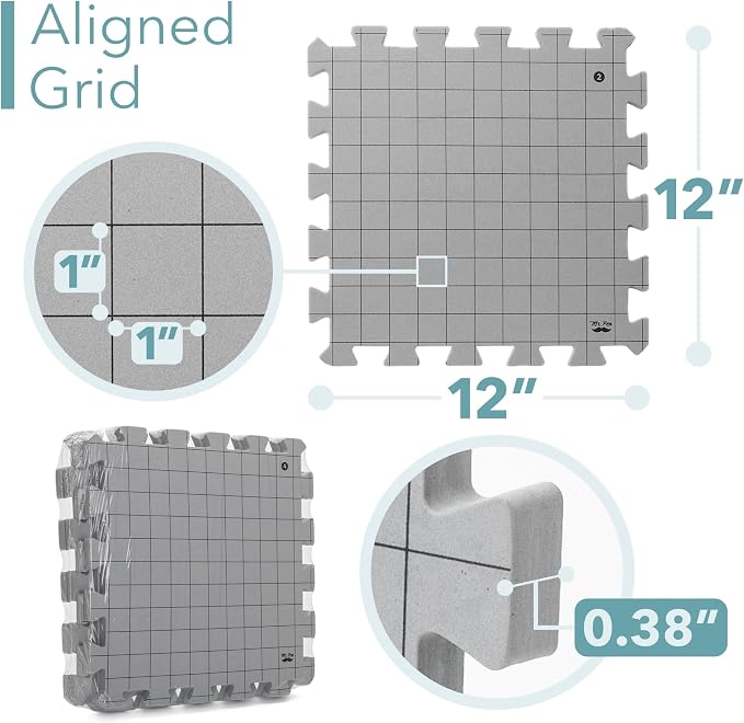 Mr. Pen- Interlocking Blocking Mats, 12” x 12”, 4 Pack with 50 T-Pins | For Knitting & Crochet Projects, Foam Board Design, Includes Pins for Yarn Craft Blocking