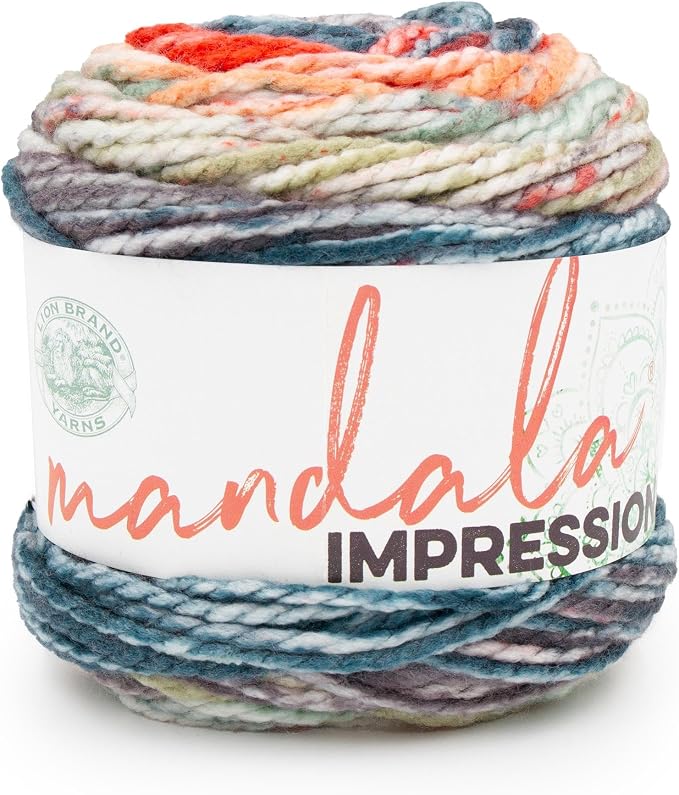 Lion Brand Yarn Mandala Impressions, Multicolor Yarn for Knitting, Crochet and Crafting, Woodstock, 1 Pack