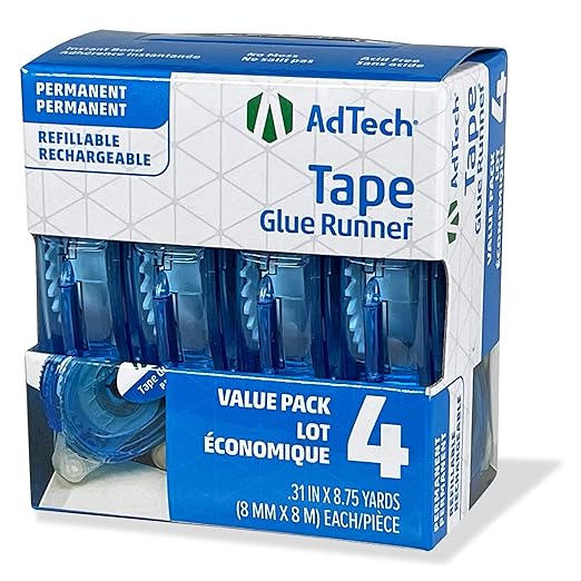 AdTech Permanent Glue Runner, 35 Yards | Strong, Double-Sided Adhesive for Crafting, Scrapbooking & Office Use | Acid-Free, Reliable Bond (Pack of 12)