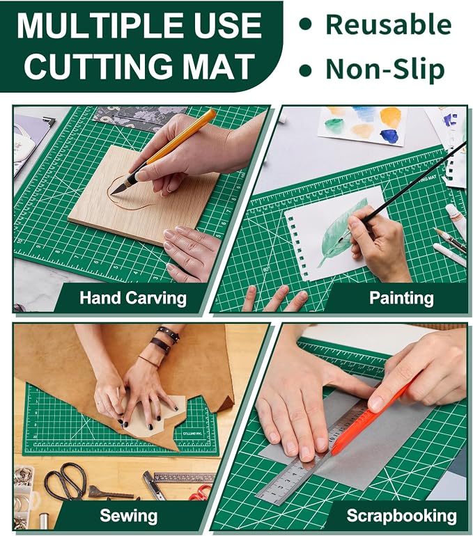 Self Healing Cutting Mat 3 Packs, 12×18 Inch Fabric Cutting Mats for Crafts, Double Sided Sewing Boards for Quilting Hobby Scrapbooking 5 Layers