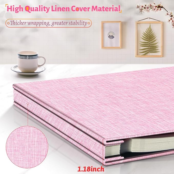 Artfeel Photo Album Self Adhesive Scrapbook,Large Photo Book for 4x6,5x7,8x10 Pictures,DIY Album for Baby Wedding Family Travel Birthday,with Metallic Pen and Scraper
