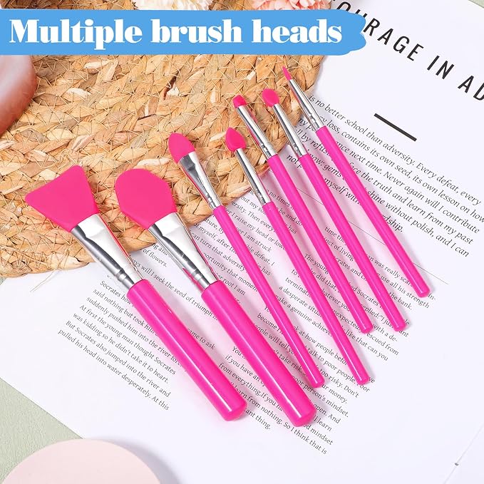 7PCS Silicone Brush Applicator Kit, Resin Brush Applicator UV Resin Brushes Applicators Jelly Brushes Applicators for Cream Makeup Products and Epoxy Art Crafting, Red