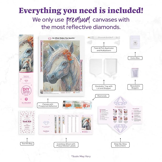DIAMOND ART CLUB Pastel Horse Diamond Art Kits for Adults
