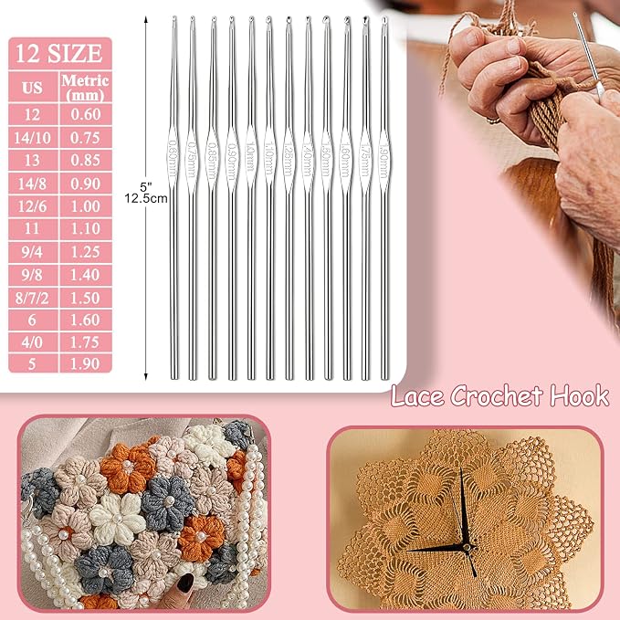 Coopay 63 Pcs Crochet Kit for Beginners, All-in-One Crochet Starter Kits | Complete Crocheting Set with Yarn, Ergonomic Crochet Hooks, Easy-to-Follow Tutorial,Storage Case-Idea Starter Kits Gift（Pink）