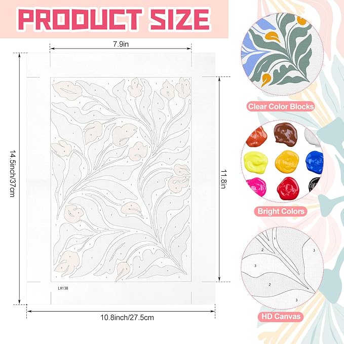 YooNotee 12 Pack Paint by Numbers Kids Adults,Easy on Canvas 8x12
