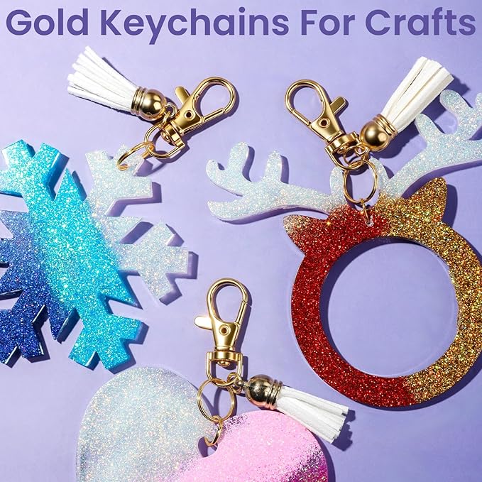 LEOBRO 100PCS Lobster Claw Clasps and Key Rings, Keychain Making kit, Keychains Clips and Key Chain Ring, for Key Chain, Jewelry Making, Art Crafts, Gold & Silver