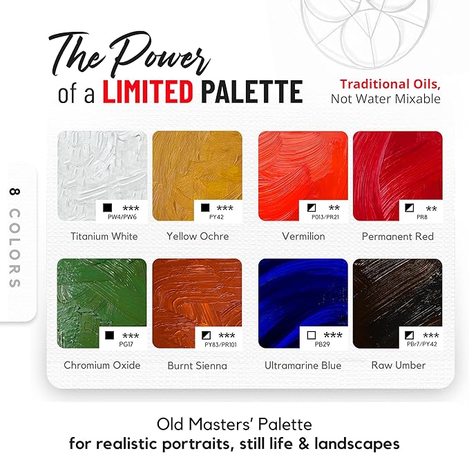 ZenART Professional Oil Paint Set - Artist Grade Portrait Colors - 8x50ml | Skin & Earth Colors - Non-Toxic Large Tubes, Buttery Consistency, Rich Pigments, Lightfast Oil Paints for Artists & Beginners