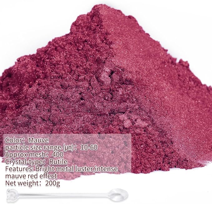 Mica Powder,200g/7.22oz Large Jar,Mauve Mica Powder Pigment for Epoxy Resin，Lip Gloss，Paint，Dye，Soap Making，Nail Polish,Candle Making,Bath Bombs