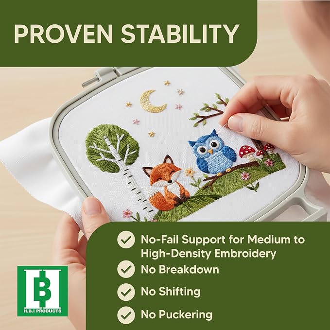 HBI Cut Away Embroidery Stabilizer Roll, 2.5 oz Medium, 10 in x 50 yd | 2.5 oz permanent cutaway backing, knits and stretch fabric, prevents puckering, soft on skin, machine embroidery, USA made