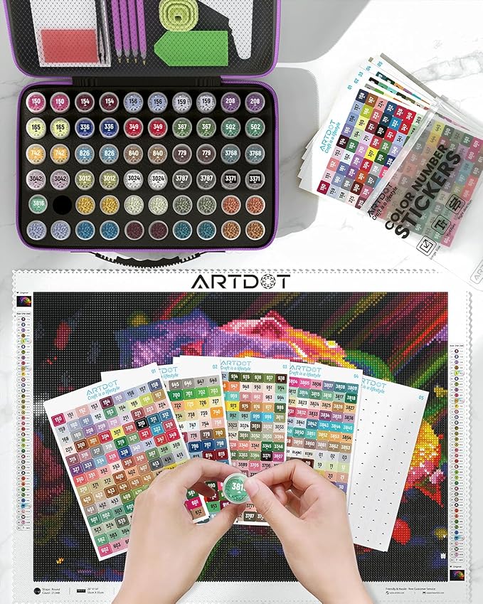 ARTDOT 2 Set Label Stickers for Diamond Art Storage Kits for Adults, 489 Colors Stickers Matched with Actual Embroidery Floss as Diamond Painting Accessories and Cross Stitch Supplies (Pack of 3)