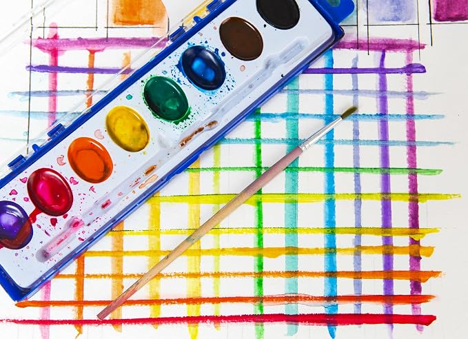 Color Swell 8 Color Bulk Watercolors with Wood Brushes, 20 Pack