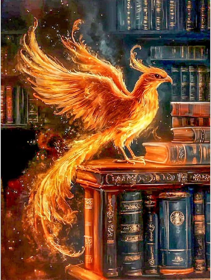 Phoenix Diamond Art Kits for Adults, Diamond Painting Kits for Beginner | Fire Magic Diamond Dots Full Drill Crafts for Gem Art Dot Art for Adults Home Wall Decor for Teens Boys Girls 5D DIY 12x16 in