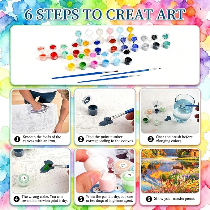 Landscape Paint by Numbers for Adults, Paint by Number 16x20 inch | Scenery Paint by Numbers Kit for Adults, Mountains Acrylic Painting by Numbers for Gift Home Wall Decor (without Frame)
