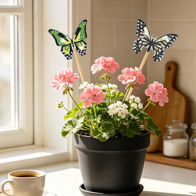 Vcekract 8Pcs Butterfly Diamond Art Kits for Adults, DIY Garden Decor