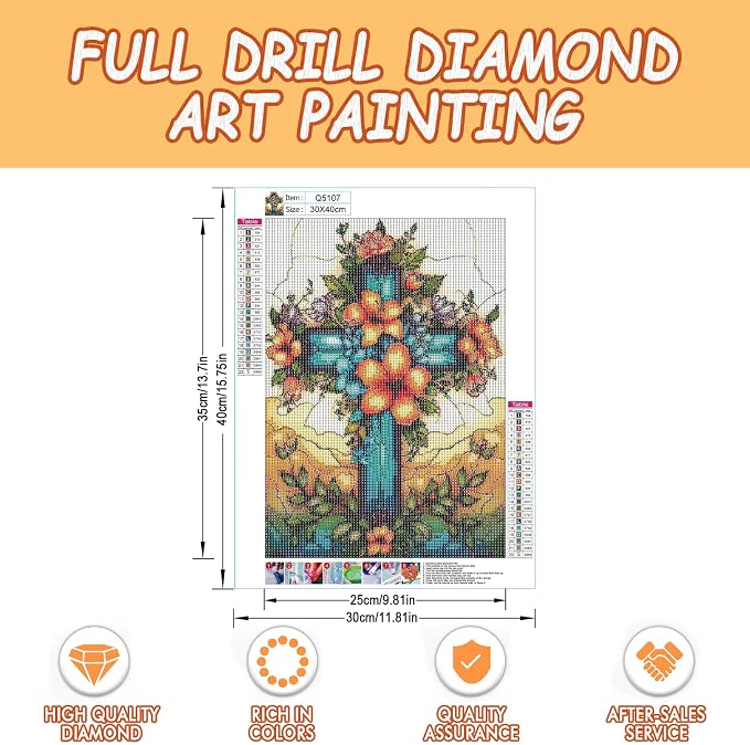DOTSOPS 5D Religious Theme Diamond Painting Kits for Adults 11.8 x 15.7 in | Cross Diamond Art Kits,Crafts DIY Round Full Drill Painting,Gem Art for Beginner Home Wall Decor Gift