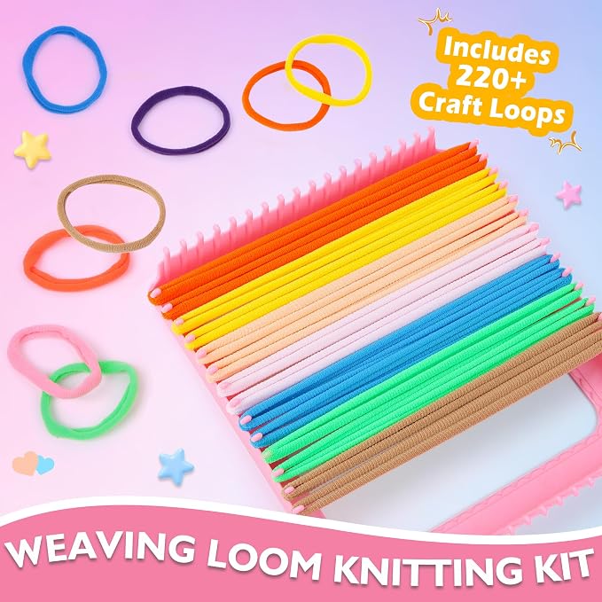 Weaving Loom Kit for Kids - DIY Potholder Craft Loops Set Girls Age 6-12