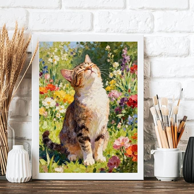 Diamond Art Kits for Adults,cat in the Grass Diamond Painting Kits 12x16in