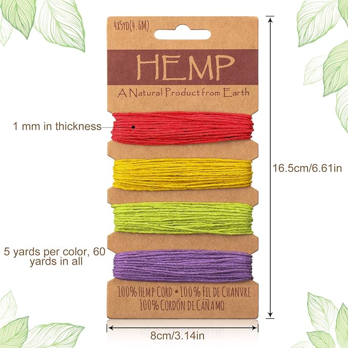 16 Colors Thread Cord for Jewelry Making Hemp Cotton String, Simple Colors