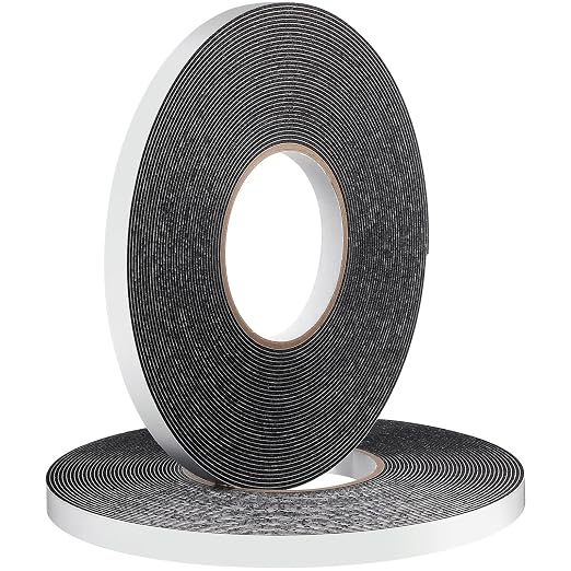 Tatuo 2 Rolls Double Sided Foam Tape for Mounting,1/2 Inch by 50 Feet,Black