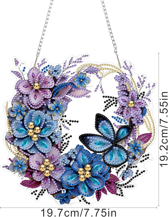 RYMILIE Hanging Diamond Art Kits for Adults Flowers 8x8inch