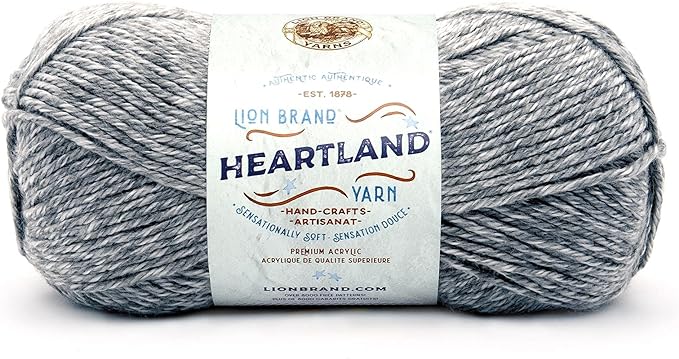 Lion Brand Yarn Heartland Yarn, Worsted-Weight Yarn for Knitting, Crocheting, and Crafting, 1 Pack, Mount Rainier