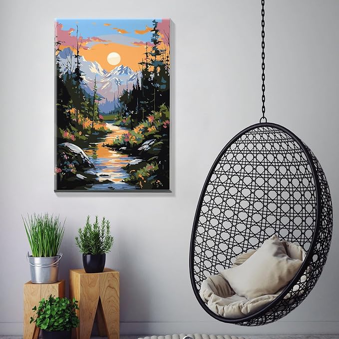 JOOZ Mountain Paint by Number for Adults with Frame, 8x12 Inch