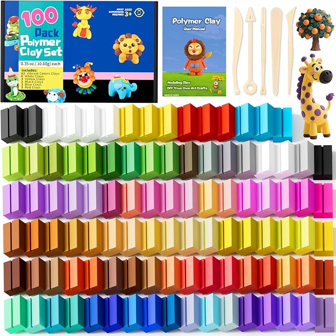 CiaraQ Polymer Clay Kit, Mini Modeling Clay Set | for Kids/Beginners/ Artist, 100 colors