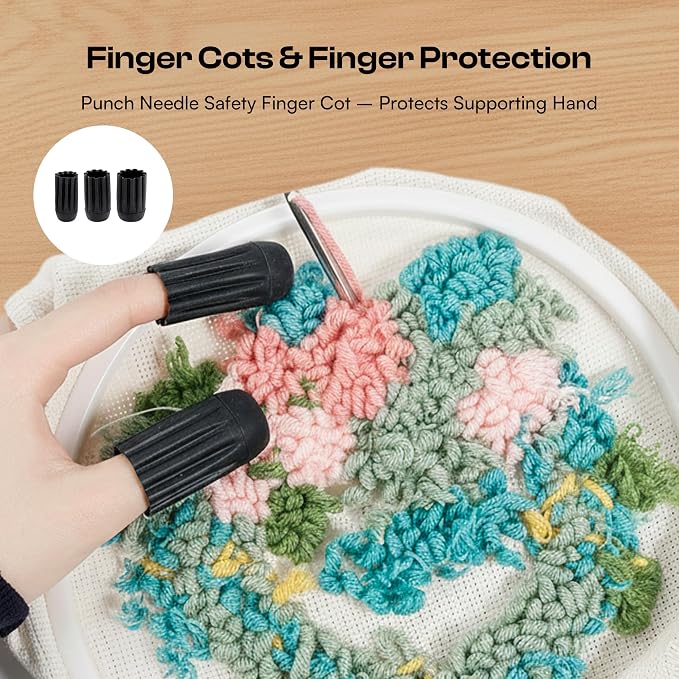 Pllieay 36PCS Punch Needle Kit for DIY Embroidery - Punch Needle with Finger Cots, Wooden Handles, Storage Bag, Ideal for Punch Needle Kits Adults Beginner