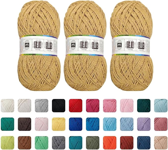 Cotton Yarn，10.5oz，526yard，3 Pack ，Soft Yarn for Crocheting and Knitting (16 Khaki)