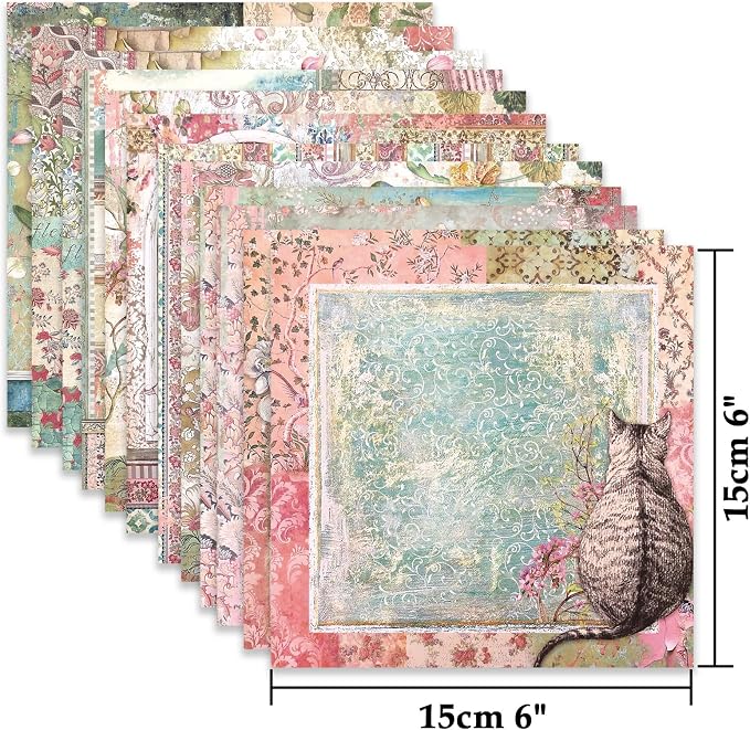 24 Sheets 6"x6" Scrapbook Paper Single-Sided Pattern Decorative Paper