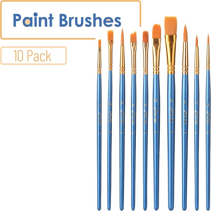 Mr. Pen- Acrylic Paint Brushes Set, 10 Pack, Round & Pointed Tip