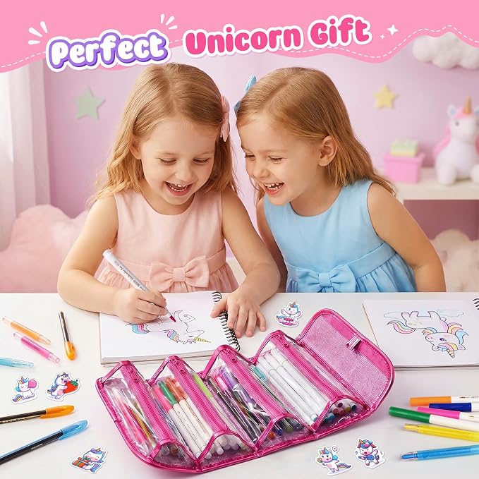 beefunni 68PCS Washable Markers Set for Kids 4-8, with Unicorn Case