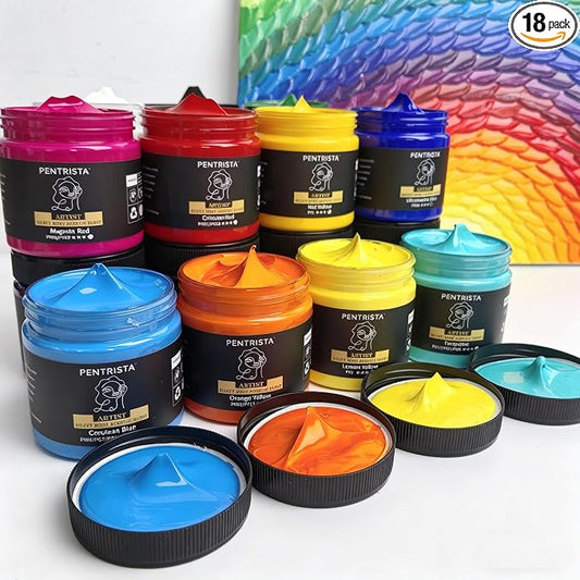 Professional Heavy Body Acrylic Paint Set, 18 Colors 220ml/7.44oz