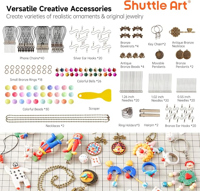 Shuttle Art 112 Colors Polymer Clay Kit, Oven Bake Clay for Kids, 20 Sculpting Tools, 16 Accessories, Non-Toxic, Non-Sticky DIY Crafts for Kids Adults