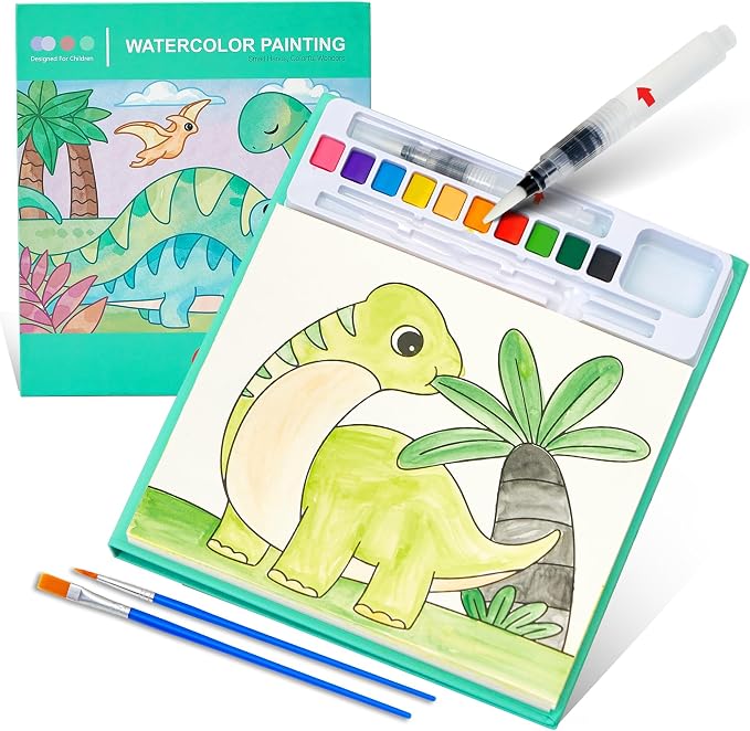 Paint with Water Coloring Books for Kids - Water Coloring Painting Book for Toddlers, 24Pages Drawing Activity Dinosaur No Mess Art for Kid Ages 3-8, Arts Crafts Activities Holiday Gift for Girls Boys
