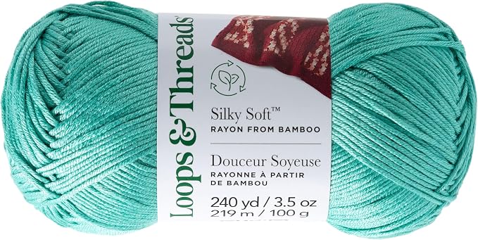 Loops & Threads Silky Soft Yarn - Yarn for Knitting, Crochet, Weaving, and Arts & Crafts - Seaglass, Bamboo, 3.5 oz