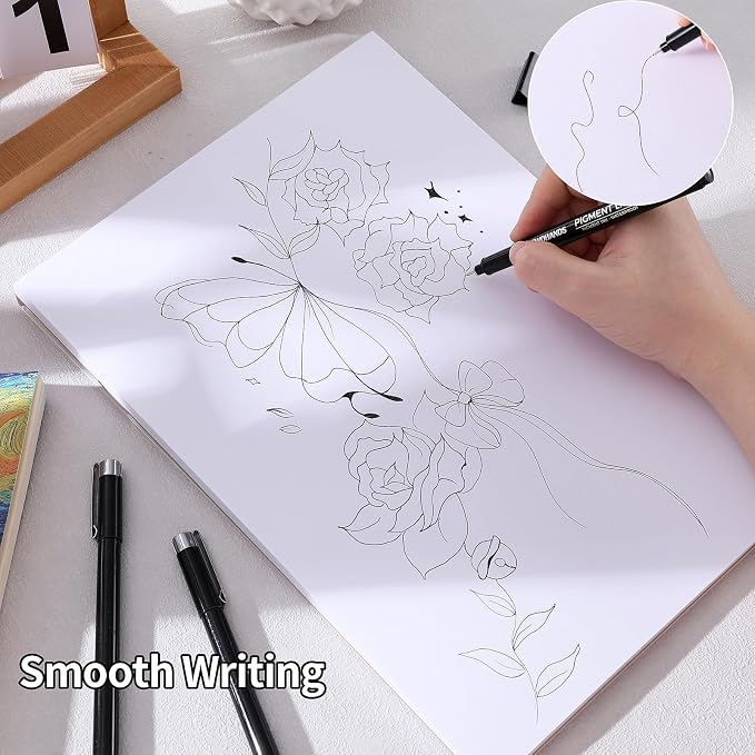 TWOHANDS Drawing Micro Art Pens, Set of 12, 0.25mm, Colors 01 | Fineliner Ink Pens, Technical Drawing Pen, Pigment Pen, Waterproof NO-bleed, For Art Watercolor Sketching Anime Manga，21281