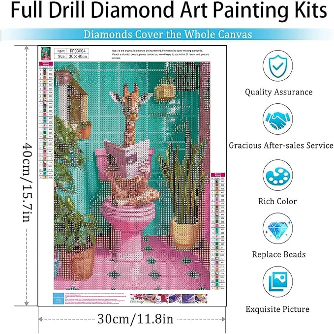 Diamond Art Kits for Adults,fun Giraffe Diamond Painting Kits 12 x 16in