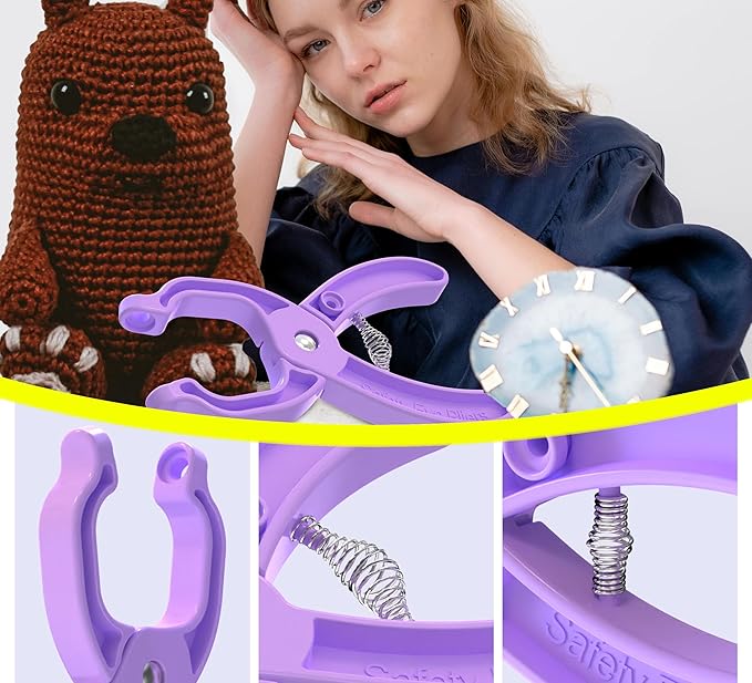 GEOCCI Safety Eye Tool Auxiliary Tool for Attaching Safety Eyes for Crocheting Safety Eyes Crochet Tools for Amigurumi Crochet & Stuffed Animal Eyes Making Supplies Tool（Purple）