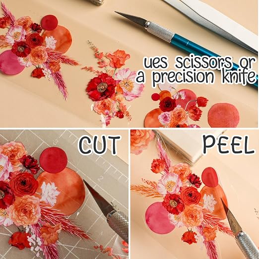 12-Roll Floral PET Washi Tape Set & PET Stickers – Easy to Use for Journaling & Card Making, Ideal for Scrapbooking & Junk Journaling